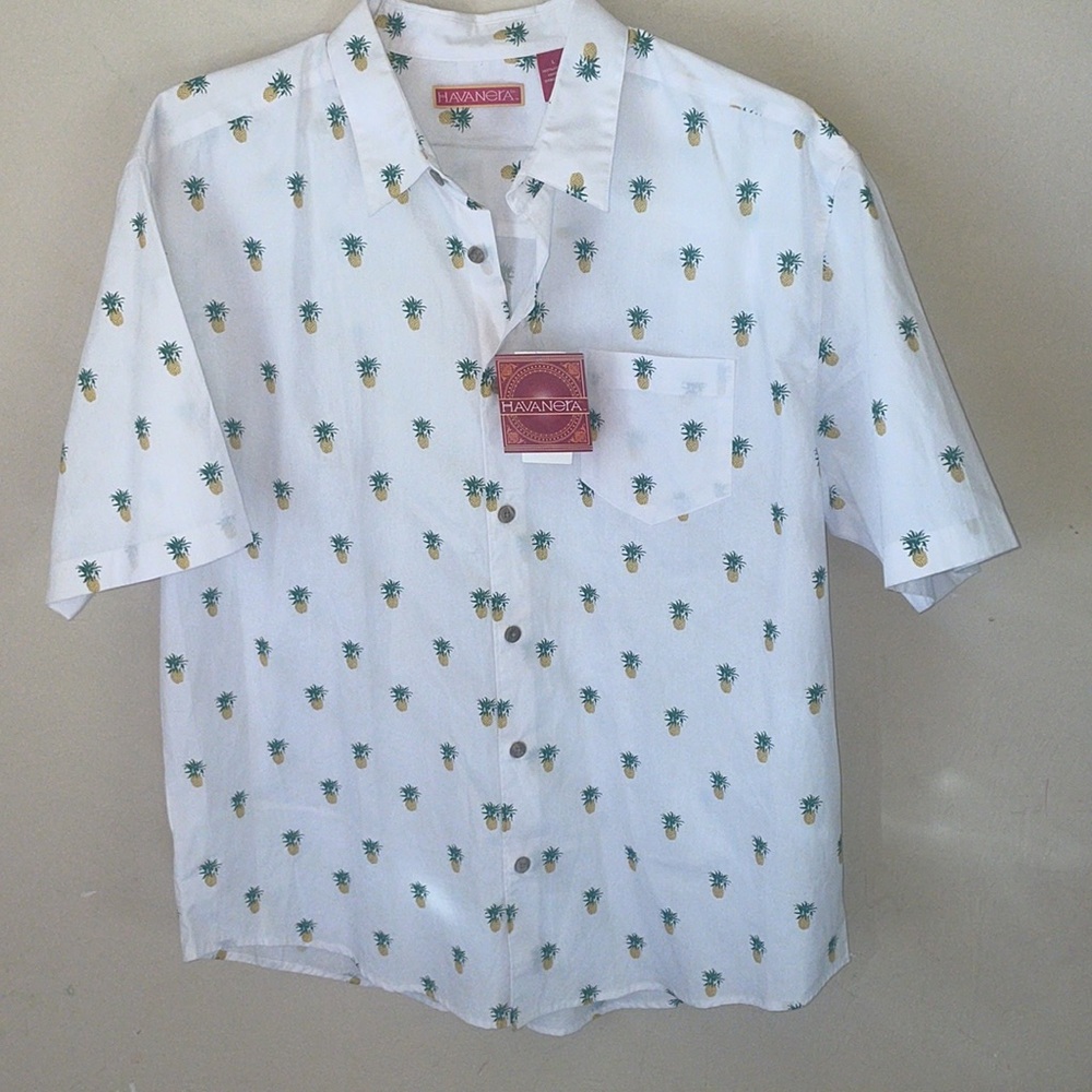 NWT HAVANERA Button Down pineapple Top! Large NWT - image 2